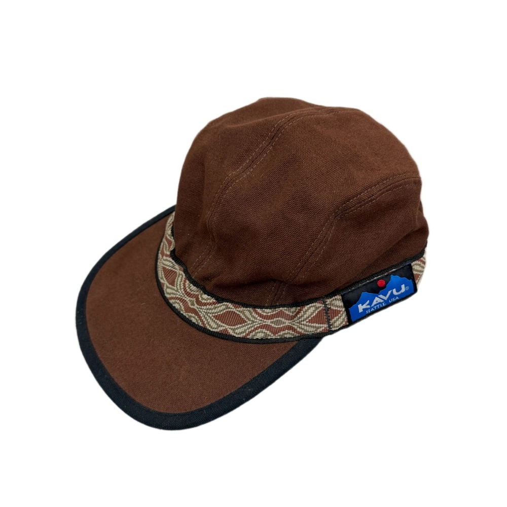 Vtg KAVU Strapcap Mens Small Brown Aztec USA Made Adjustable Canvas Hat